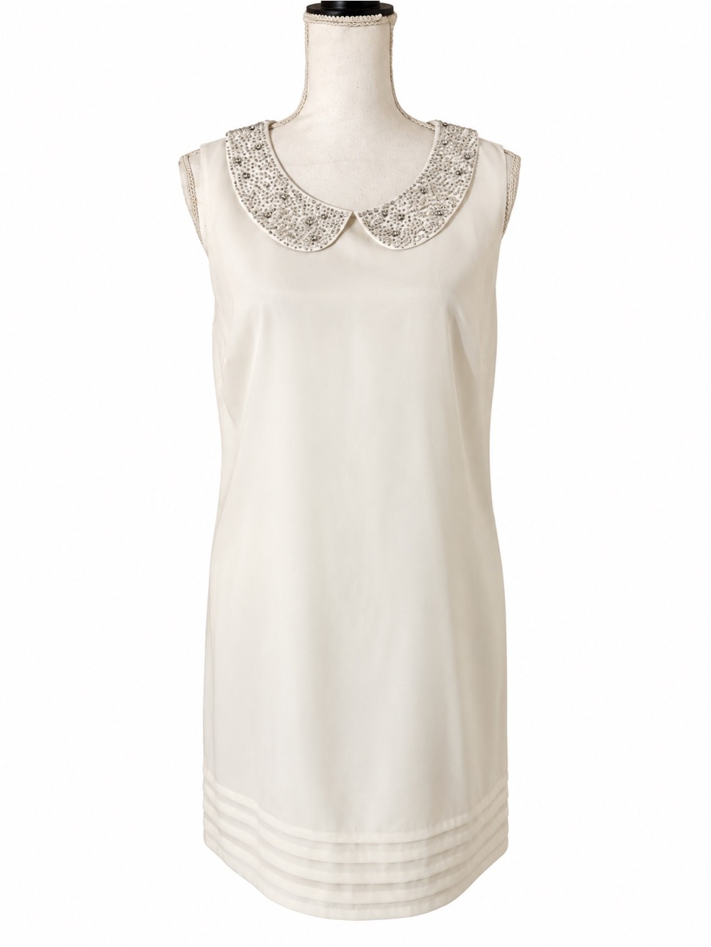 Ted Baker Ivory Beaded Peter Pan Collar Shift Dress Size 4
